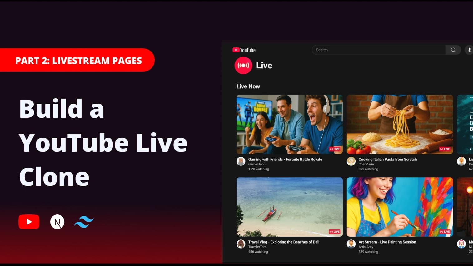 Build a YouTube Live Clone with Next.js, Clerk, and TailwindCSS